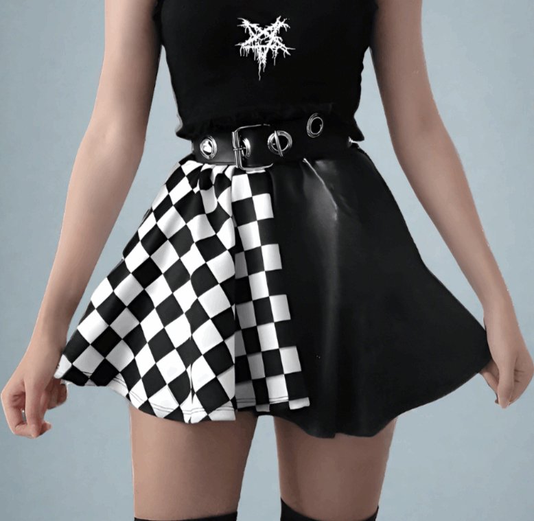 Dual - Tone Checkered Skirt - Lunacy Deals & Designs