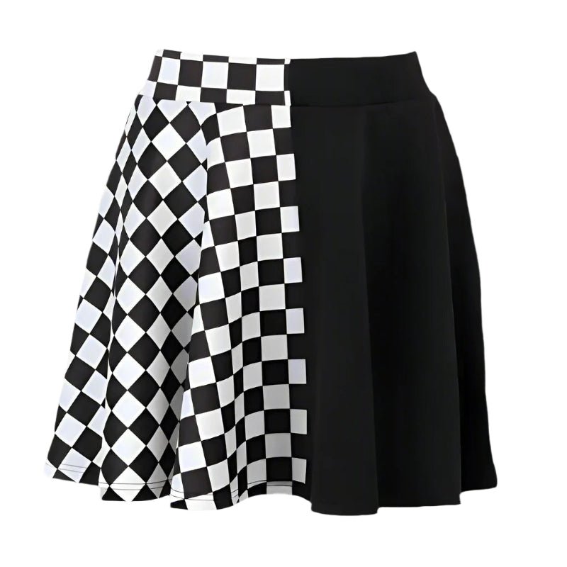 Dual-Tone Short Checkered Skirt - Lunacy Deals & Designs