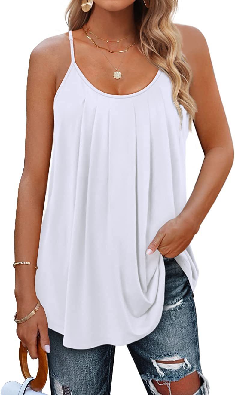 Women's Thin Strap Pleated Tank Top - Lunacy Deals & Designs