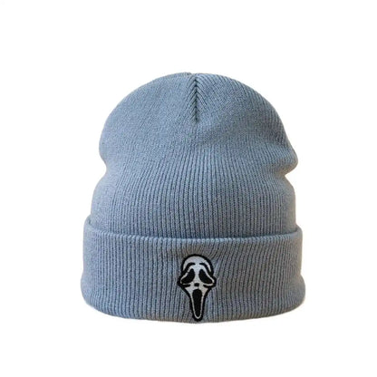 Embroidered Ghost Face Knitted Toque / Hat - Lunacy Deals & Designs