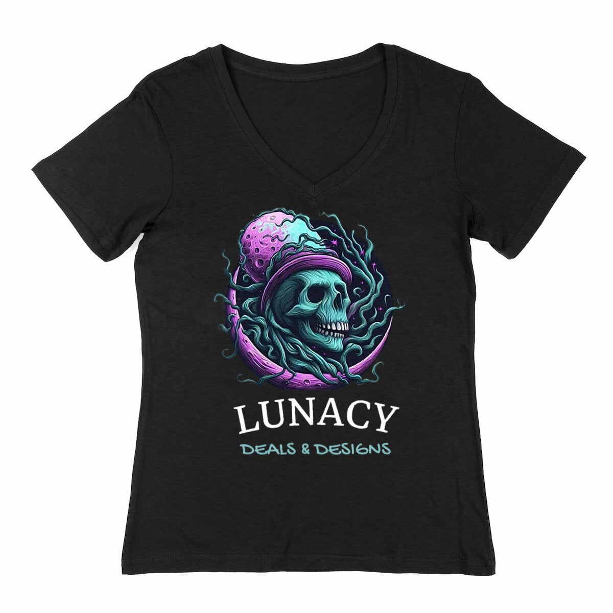 Lunacy Deals & Designs Women's V-Neck T-Shirt - Dark