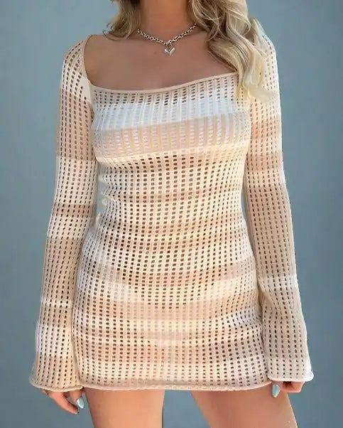 Knitted Hollow-Out Mini Dress - Lunacy Deals & Designs