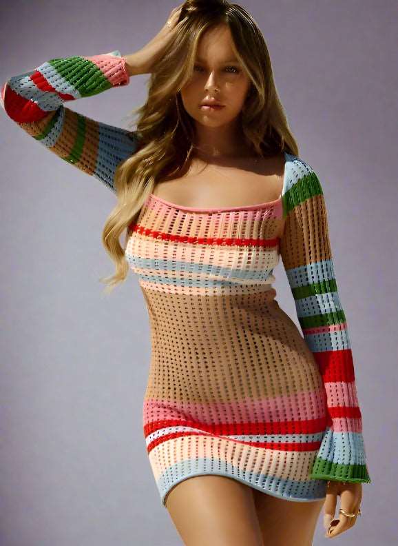 Knitted Hollow - Out Mini Dress - Lunacy Deals & Designs