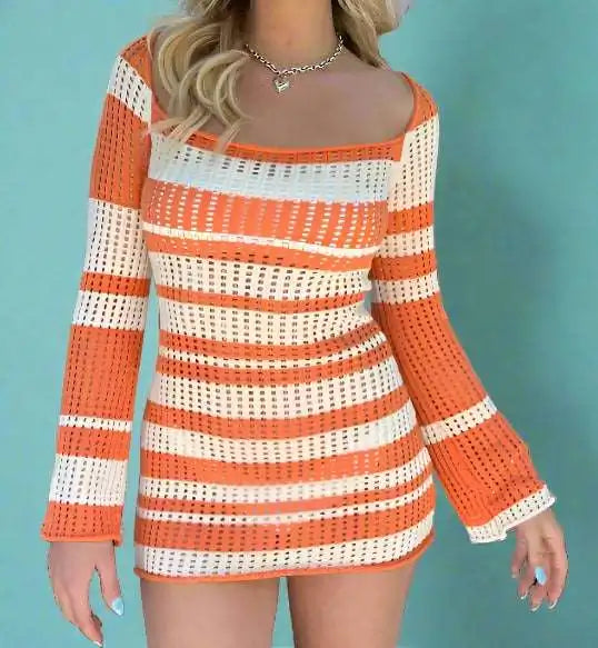 Knitted Hollow-Out Mini Dress - Lunacy Deals & Designs