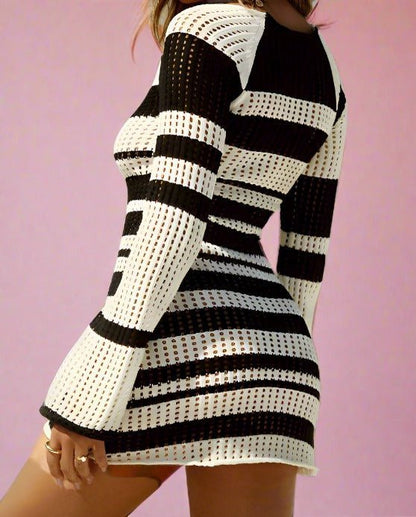 Knitted Hollow - Out Mini Dress - Lunacy Deals & Designs