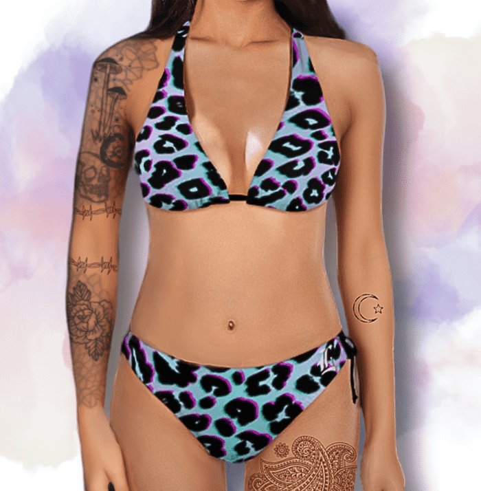 Luminous Leopard 2 Piece Halter Swimsuit - Lunacy Deals & Designs