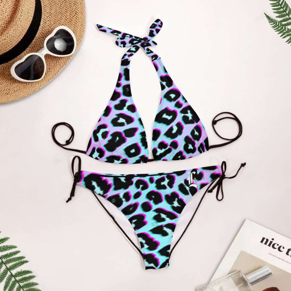 Luminous Leopard 2 Piece Halter Swimsuit - Lunacy Deals & Designs