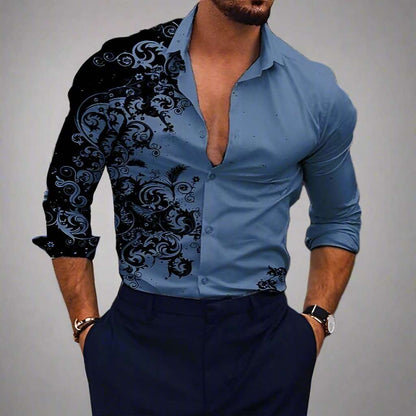 Men's Damask Print Button Up Shirt - Lunacy Deals & Designs