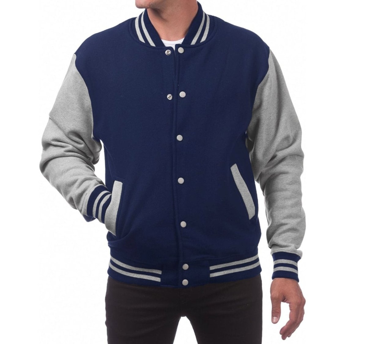 Men's Fleece Snap Button Varsity Jacket - Lunacy Deals & Designs