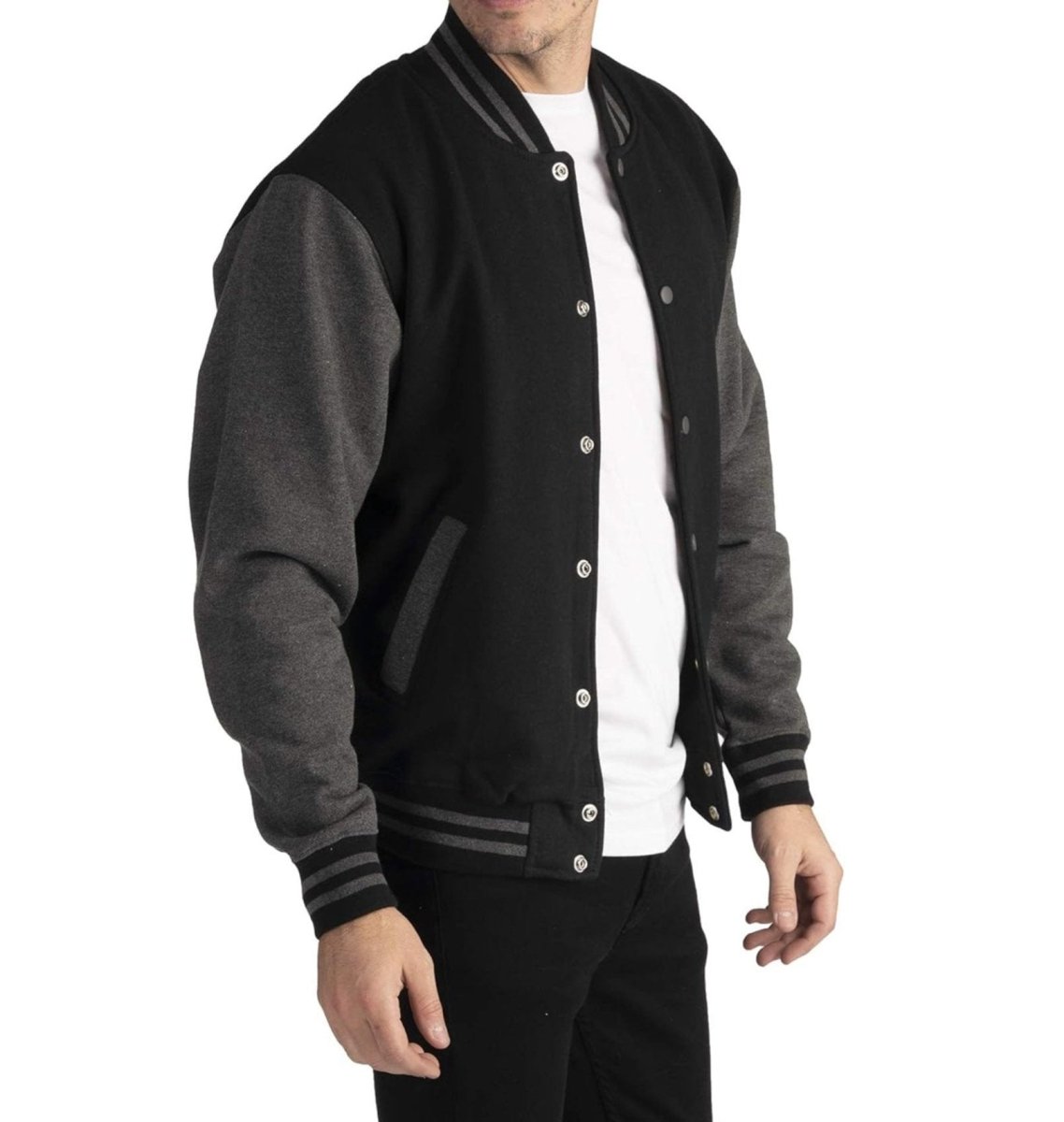 Men's Fleece Snap Button Varsity Jacket - Lunacy Deals & Designs