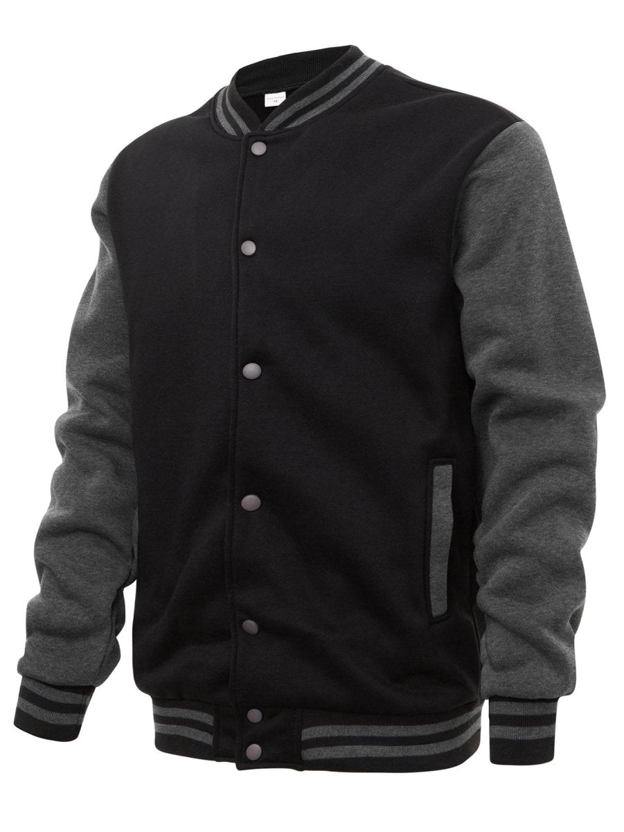 Men's Fleece Snap Button Varsity Jacket - Lunacy Deals & Designs