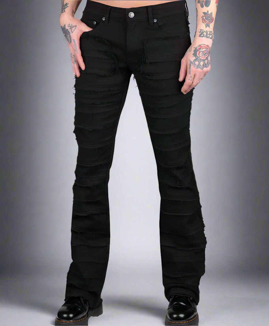 Men's Frayed Vintage Stacked Jeans - Lunacy Deals & Designs