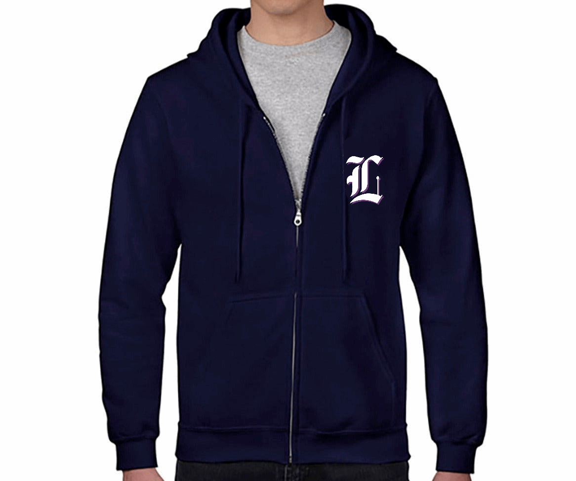 mens lunacy zip-up hoodie dark blue