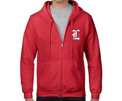 mens lunacy zip-up hoodie red