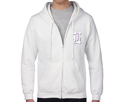 mens lunacy zip-up hoodie white