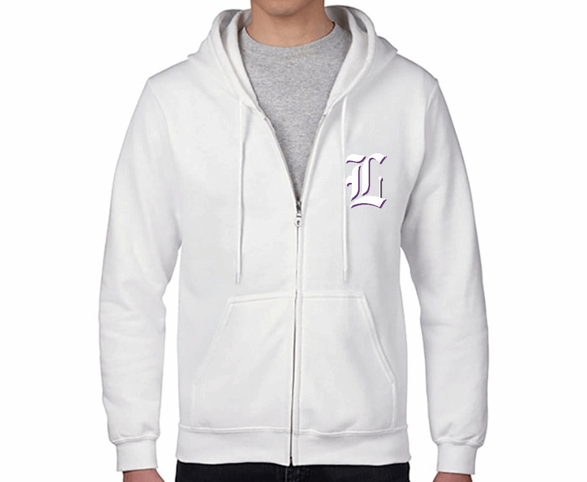 mens lunacy zip-up hoodie white