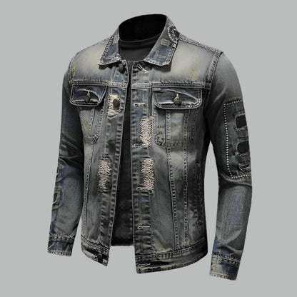 Men's Retro Distressed Denim Jacket - Lunacy Deals & Designs