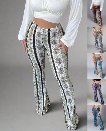 Flared Boho Print Pants